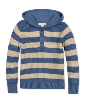 Toddler Boys' 2T-5 Hooded Long-Sleeve Henley Organic Cotton Sweater