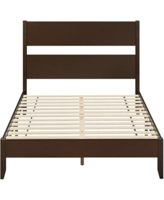 Full Size Wood Platform Bed Frame with Headboard and Slatted Support