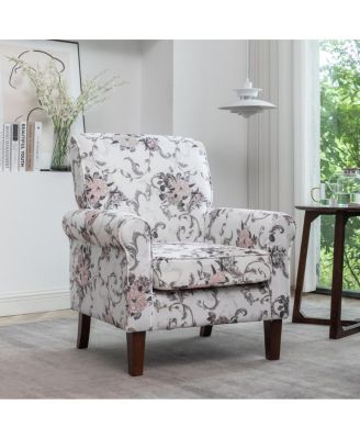 Traditional Rolled Arm Printed Living Room Armchair