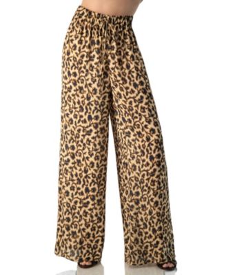 Women's Animal-Print Wide-Leg Drawstring Pants