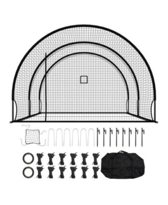 Freestanding Portable Batting Cage With Pitching Machine Opening