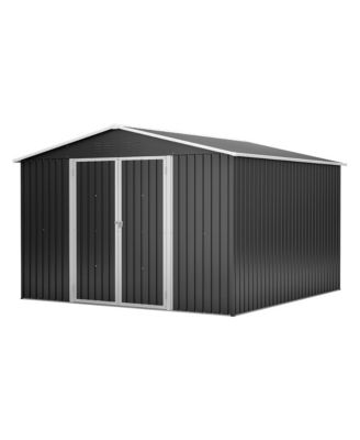 10x10 FEET Large Outdoor Metal Storage Shed with Lockable Double Doors