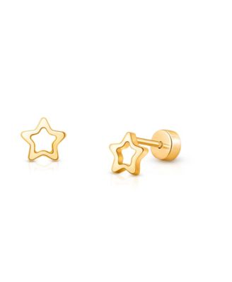 14K on Titanium Dreaming Stars Stud Screw Back Earrings
