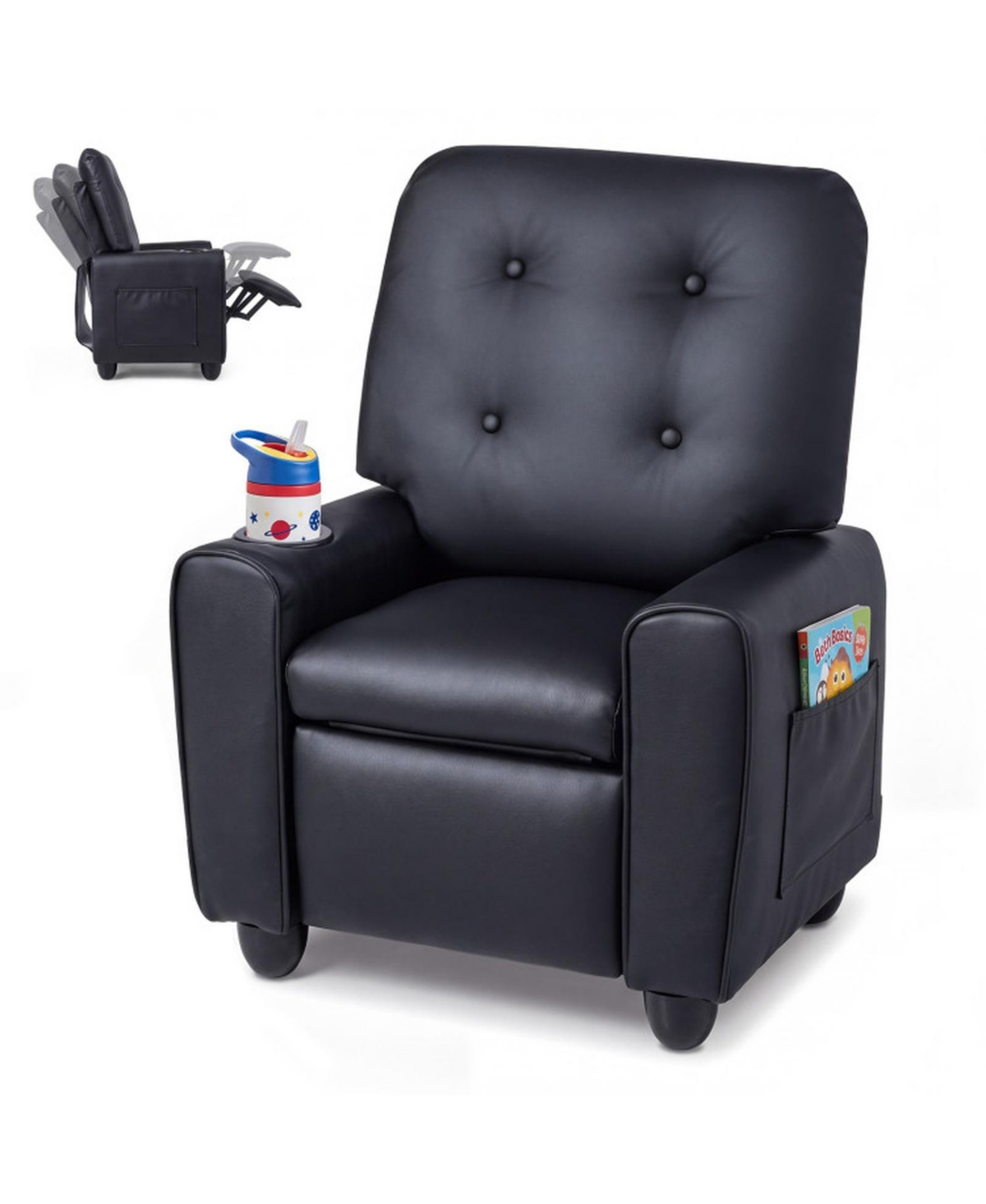 Gouun Adjustable Backrest Footrest Cup Holder Kids Recliner