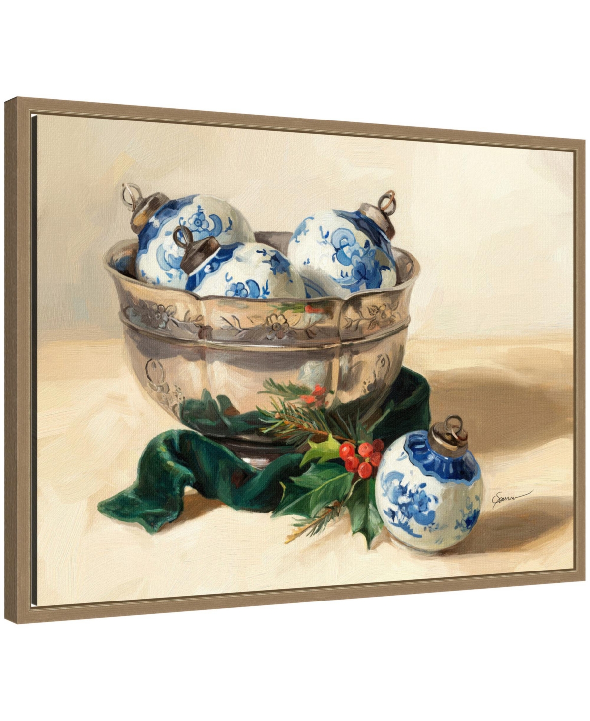 Kate and Laurel Christmas 1 by Mary Sparrow Framed Canvas Wall Art Print