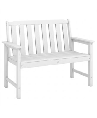 2-Person HDPE Outdoor Garden Bench with Backrest and Wide Armrests