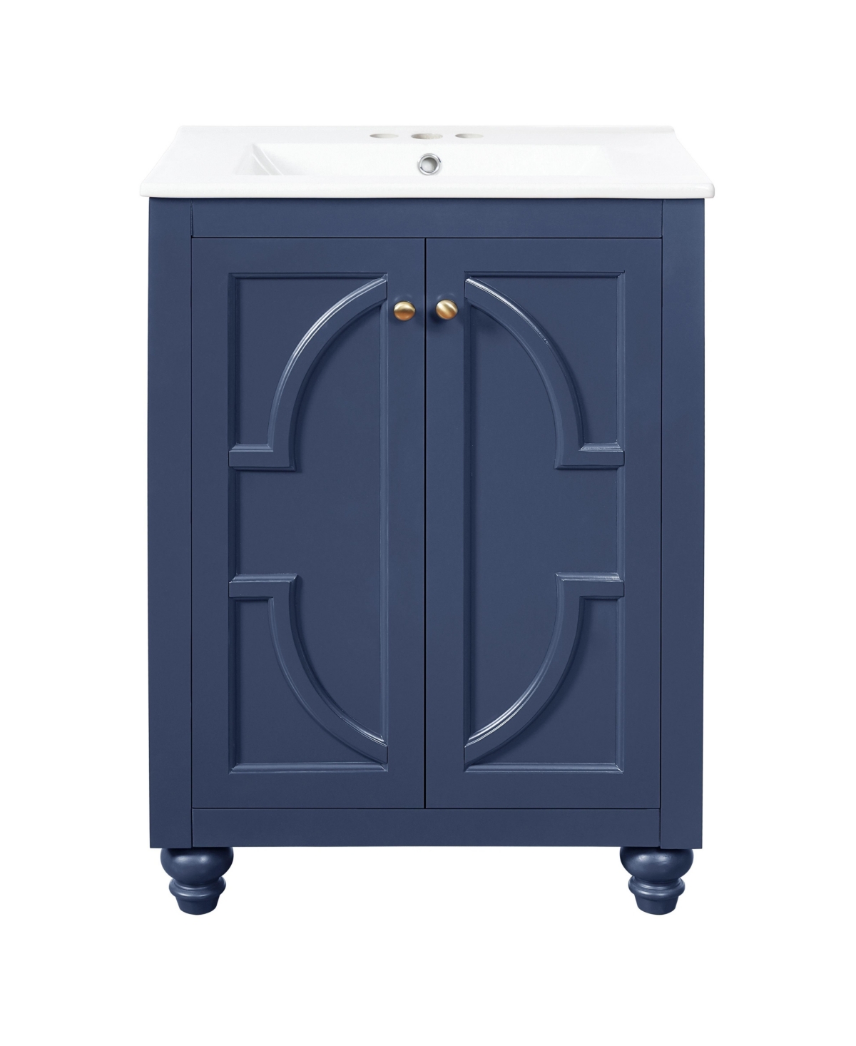 Sillysis 24 Inch Freestanding Bathroom Vanity, Mdf Cabinet with Solid Wood Legs, Ceramic Integrated Sink - Blue