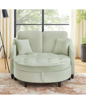 Cyan 2-Seater Sofa with Storage Footstool and USB Port