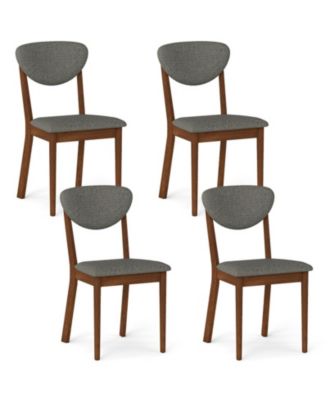 Set of 4 Wooden Dining Chairs with Padded Seats and Angled Backrests