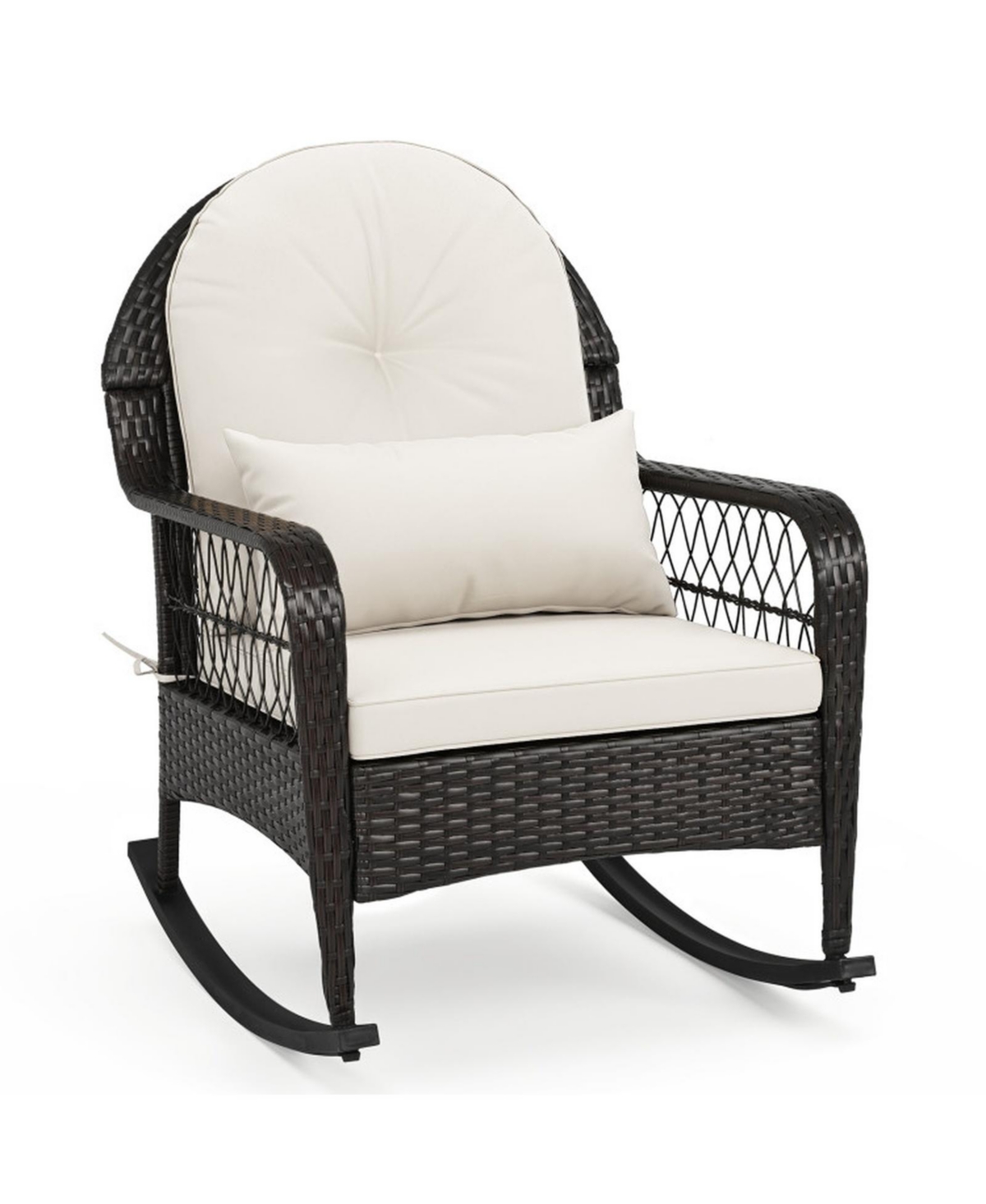Sugift Outdoor Wicker Rocking Chair with Anti-Tip Stoppers