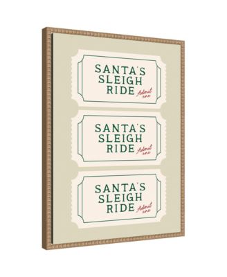 Santa Sleigh Ride Retro Ticket by Lucky Guava Framed Canvas Wall Art Print