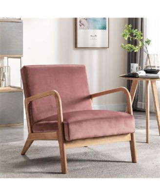Mid-Century Modern Velvet Accent Chair with Espresso Finish