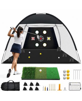 10x7 Ft Golf Practice Net Kit With Tri Turf Mat Carrying Bag Multi Target Training Aid For Indoor Outdoor