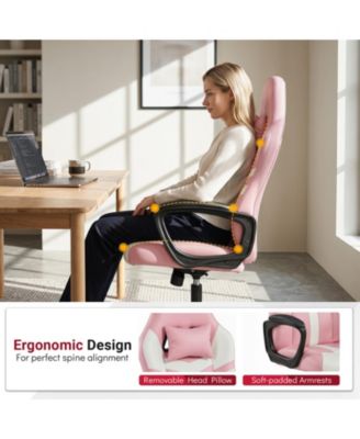 Faux Leather Upholstered Office Chair with Removable Head Pillow