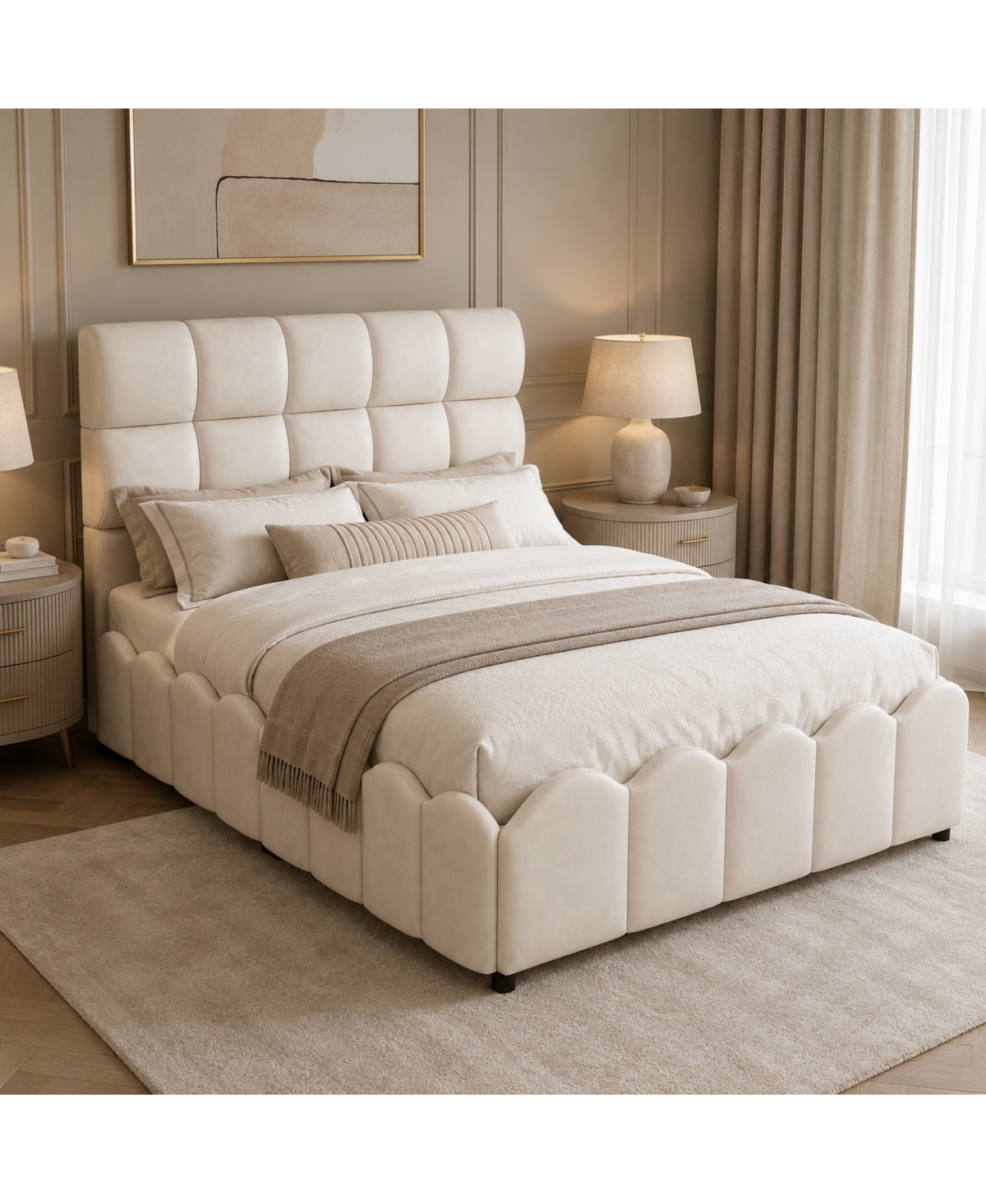 Streamdale Furniture Full Size Upholstered Velvet Platform Bed with Tall Headboard