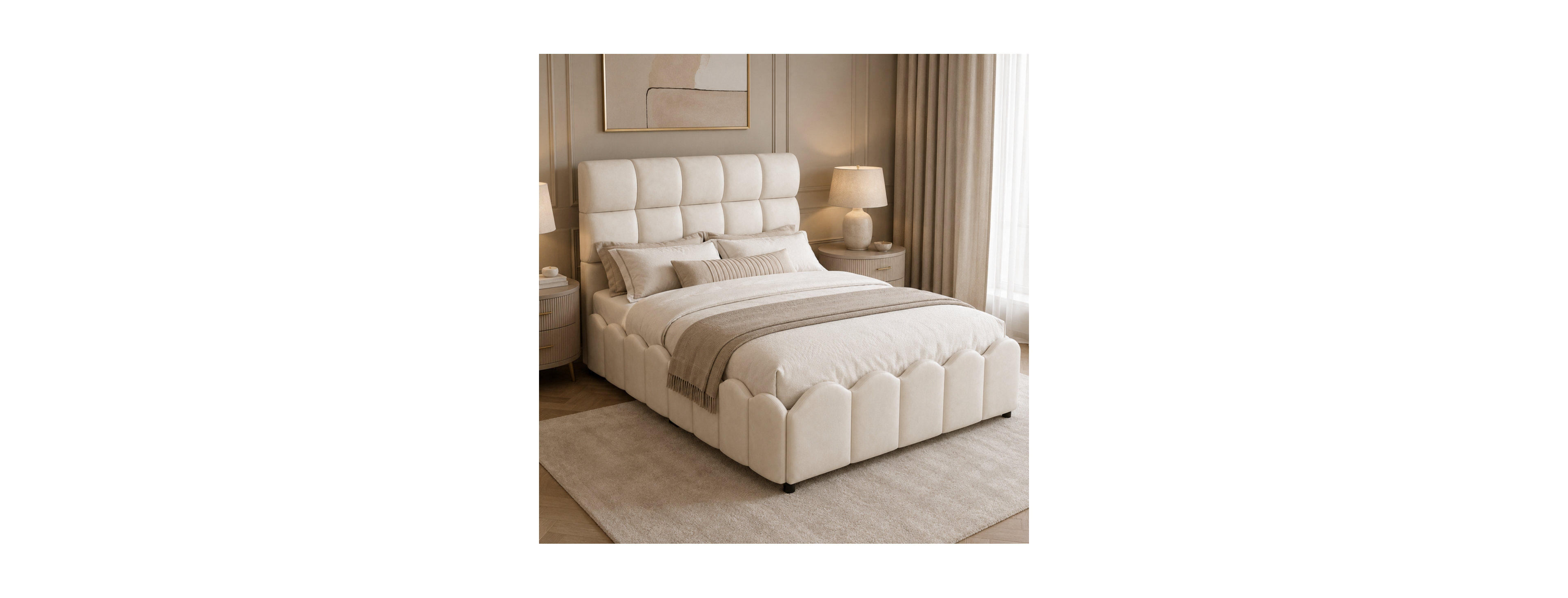Streamdale Furniture Full Size Upholstered Velvet Platform Bed with Tall Headboard