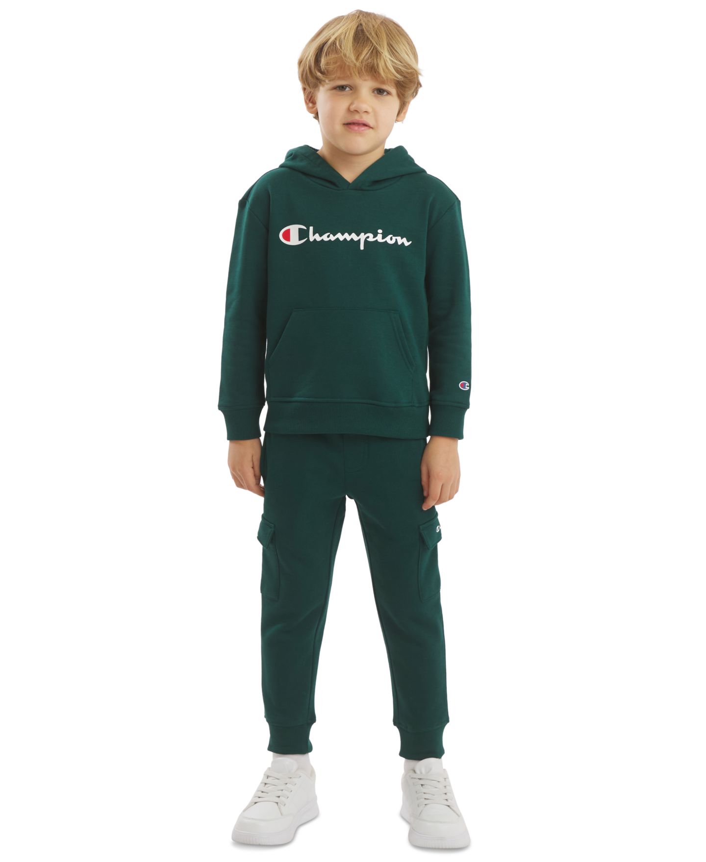 Комплект Champion Signature Logo Hooded Cargo Hoodie and Joggers, 2-Piece Set для мальчиков, цвет: Botanical — фото 1