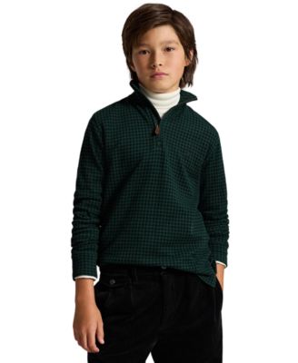 Boys' 8-20 Plaid Estate-Rib Quarter-Zip Pullover