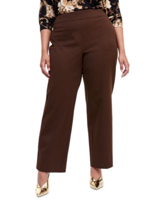 Plus Size Incredible Stretch Straight-Leg High-Rise Pull-On Pants