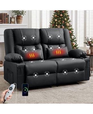 Oversized Massage Recliner Loveseat with Cup Holders
