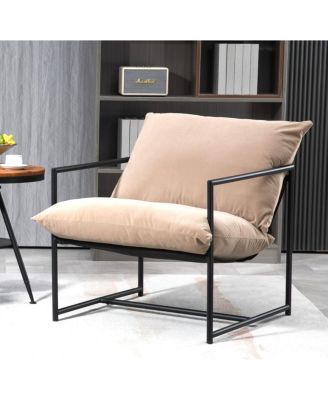 Sleek Modern Velvet Accent Chair with Metal Frame