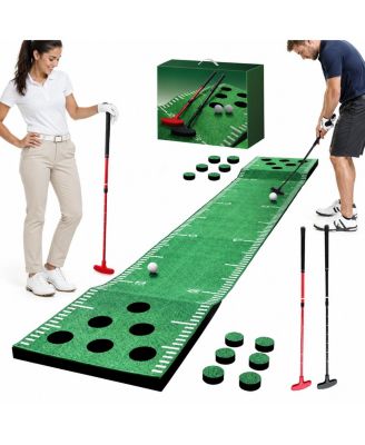 Indoor Golf Putting Green Mat With 2 Adjustable Putters Complete Practice Set For Home Office Backyard