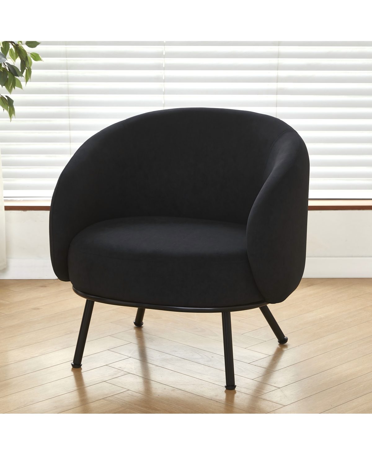 Streamdale Furniture Velvet Metal Leg Mid-Century Modern Accent Chair - Black