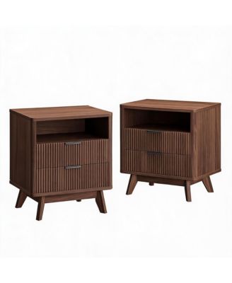 24" Nightstand Set of 2, 2-Drawer Bedside Table, Night Stand for Bedroom