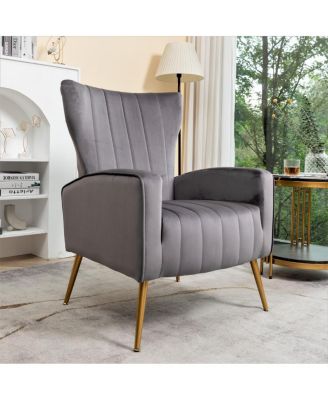 Velvet Accent Chair with Metal Legs for Living Room Bedroom