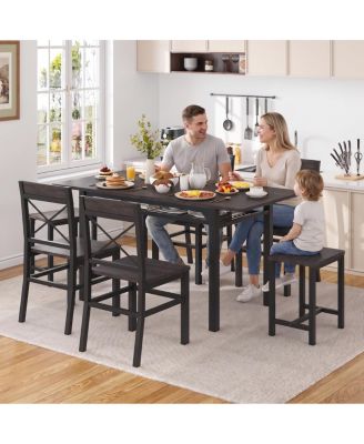 7-Piece Farmhouse Dining Table Set with Storage Chairs