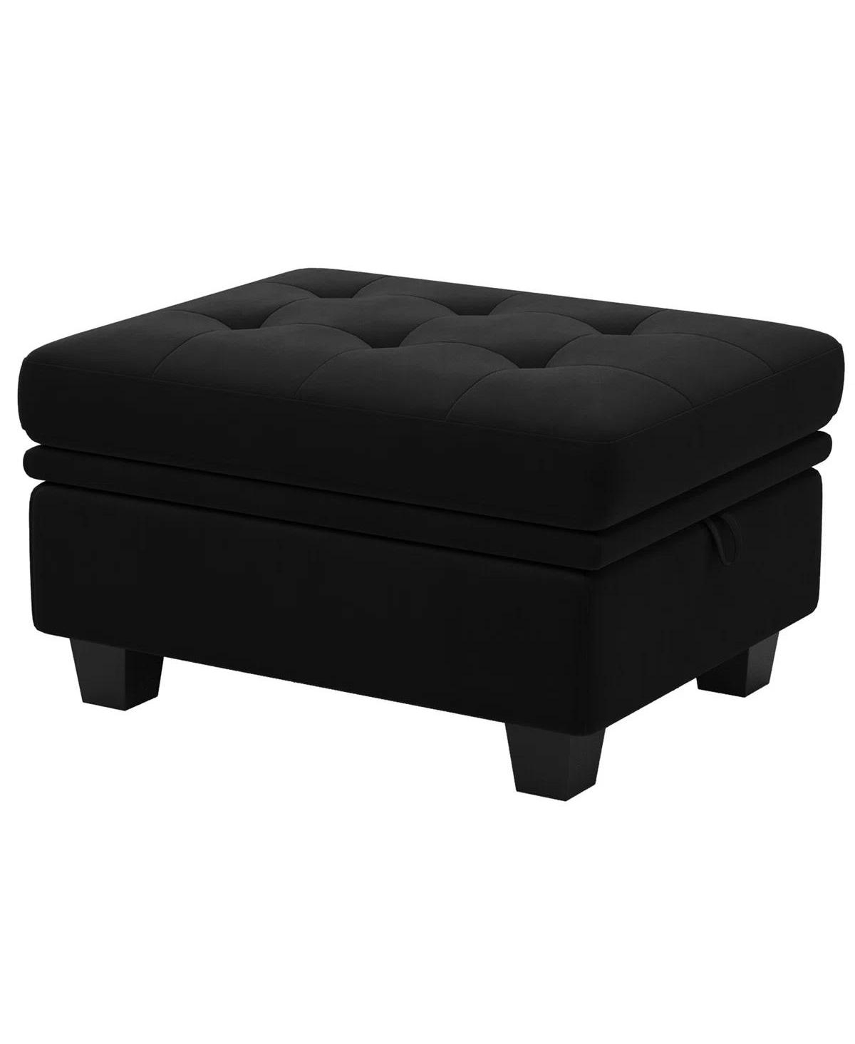 HomeRoots 32" Tufted Ottoman With Storage