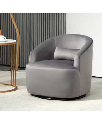 361   Swivel Velvet Barrel Accent Chair with Curved Arms