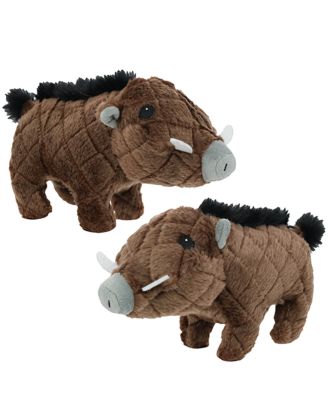 Safari Warthog 2 Pack, Durable Plush Squeaky Dog Toy