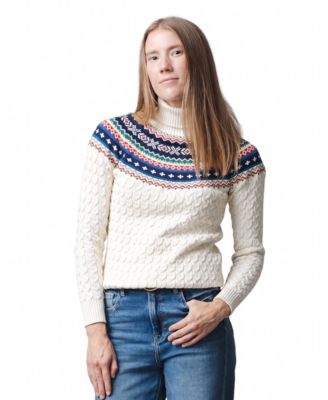 Women's Cable-Knit Fair Isle Turtleneck Sweater