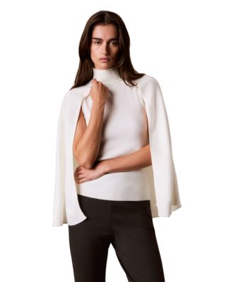 Women's Mock Neck Cape Sleeveless Sweater