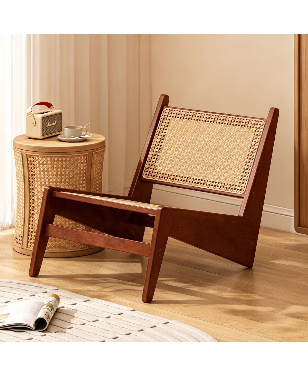 Streamdale Furniture Mid-Century Rattan Accent Lounge Chair - Walnut