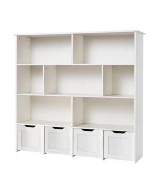 49.41 Inch 11-Compartment Engineered Wood Toy Storage Organizer with 4 Pull-Out Drawers
