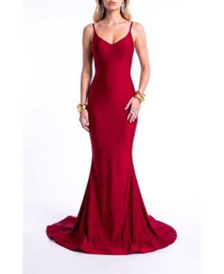 Women's Open Back Pleated Sweetheart Mermaid Gown