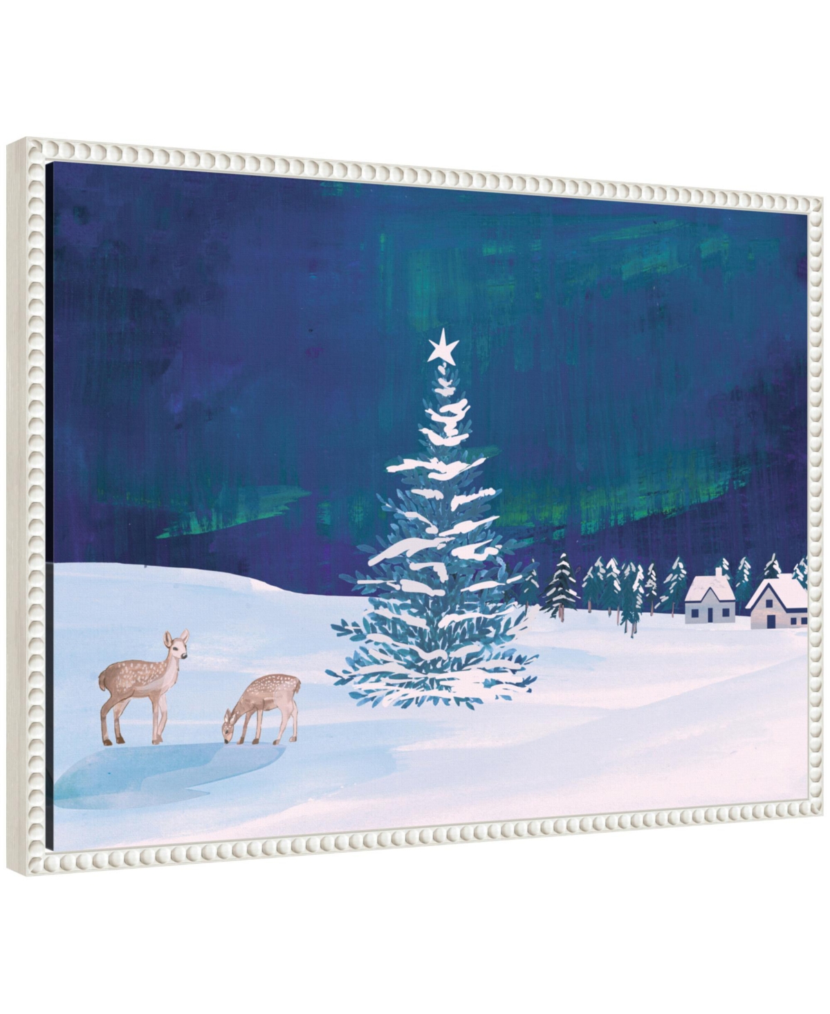 Kate and Laurel Sylvie Beaded Nothern Lights Winter Framed Canvas by Teju Reval
