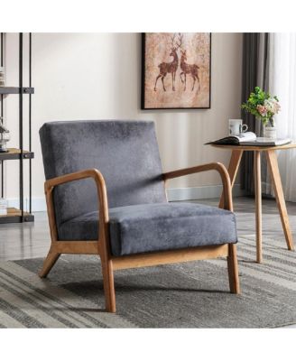 Mid-Century Modern Open-Framed Accent Chair with Microfiber Cushion