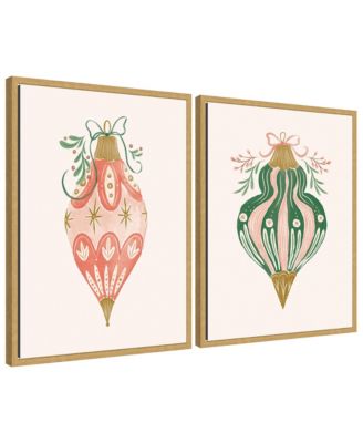 Sylvie Holiday Ornament Collection - 2 Piece Framed Canvas Art Set by Jill Labieniec