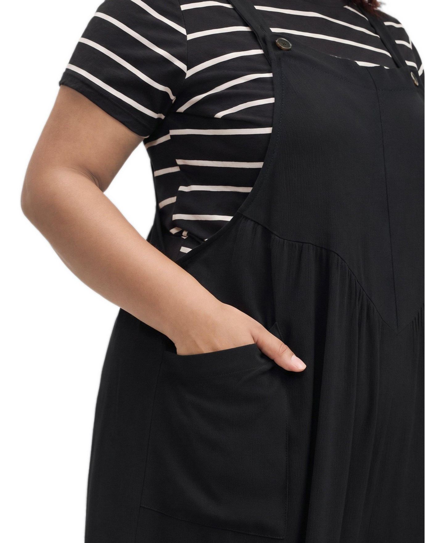 Женский комбинезон Torrid из марли с широкими брюками, большие размеры, цвет: Глубокий чёрный — фото 2