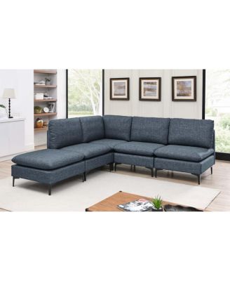 Linen Upholstered Modular Sectional with Metal Legs