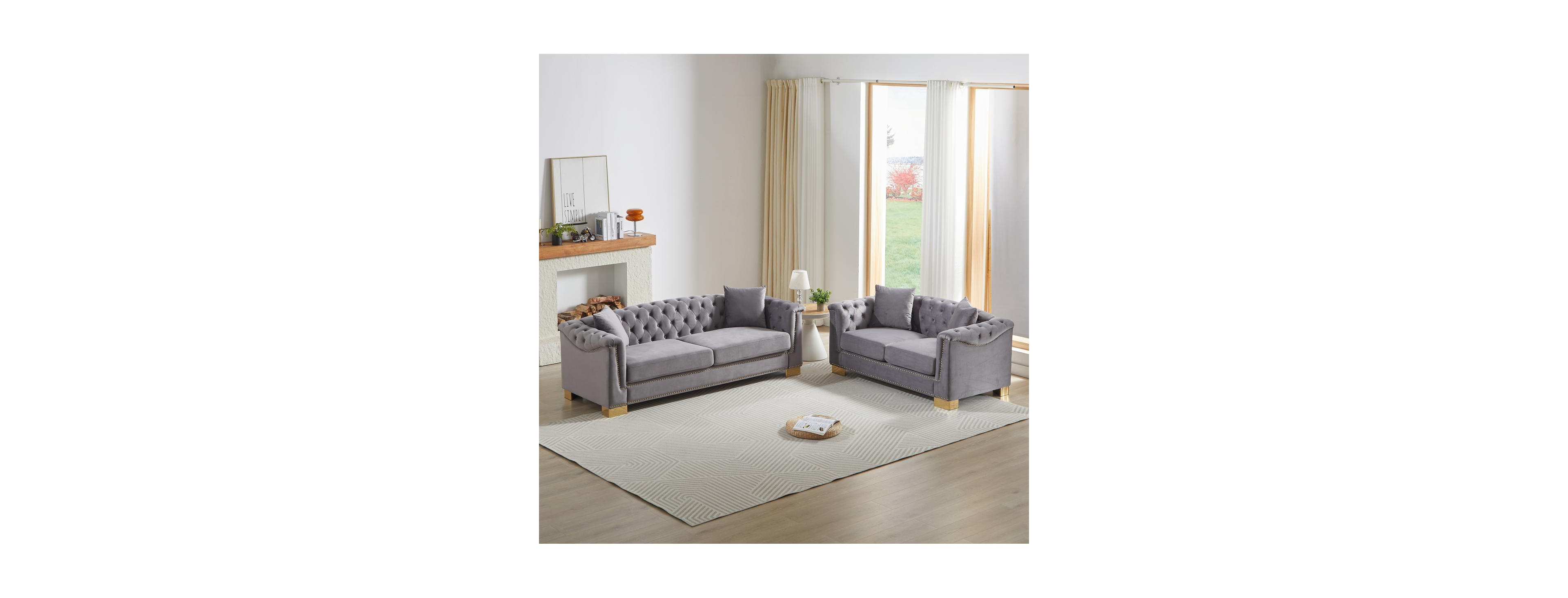 Streamdale Furniture Chesterfield Velvet 3+2 Seater Sofa Combination