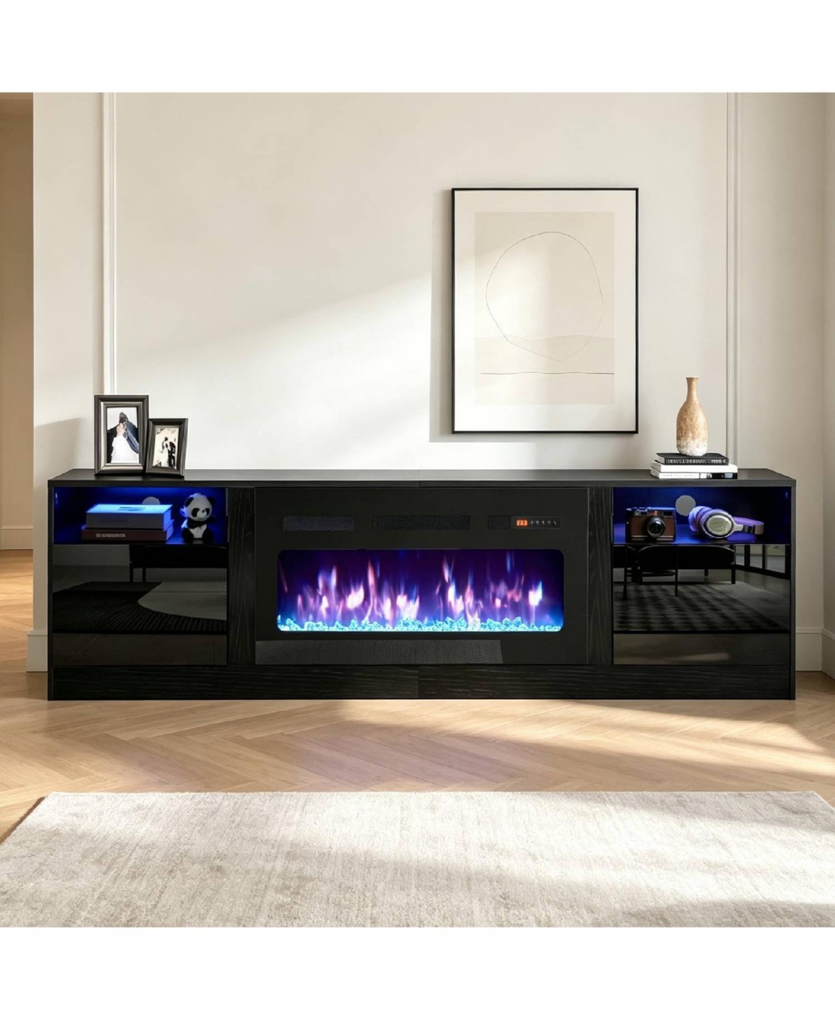 gaomon 80 in Tv Stand with Electric Fireplace, Entertainment Center for Large TVs