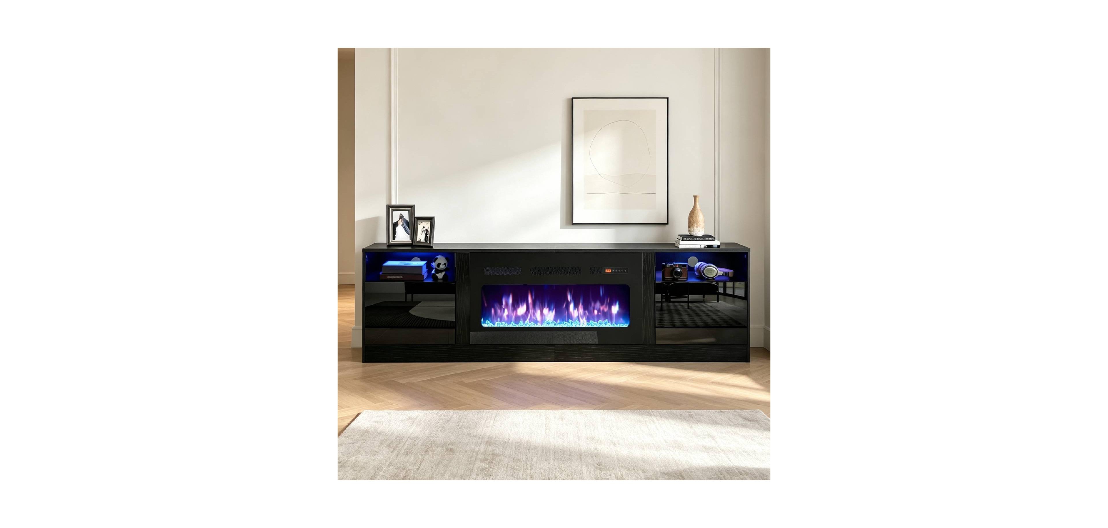 gaomon 80 in Tv Stand with Electric Fireplace, Entertainment Center for Large TVs