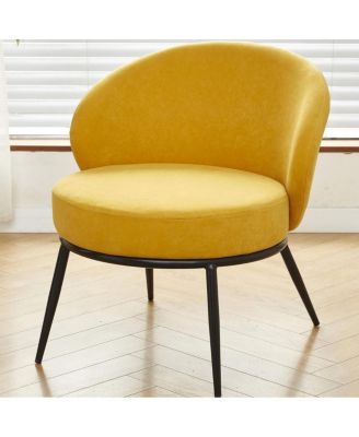 Round Velvet Accent Chair with Metal Legs