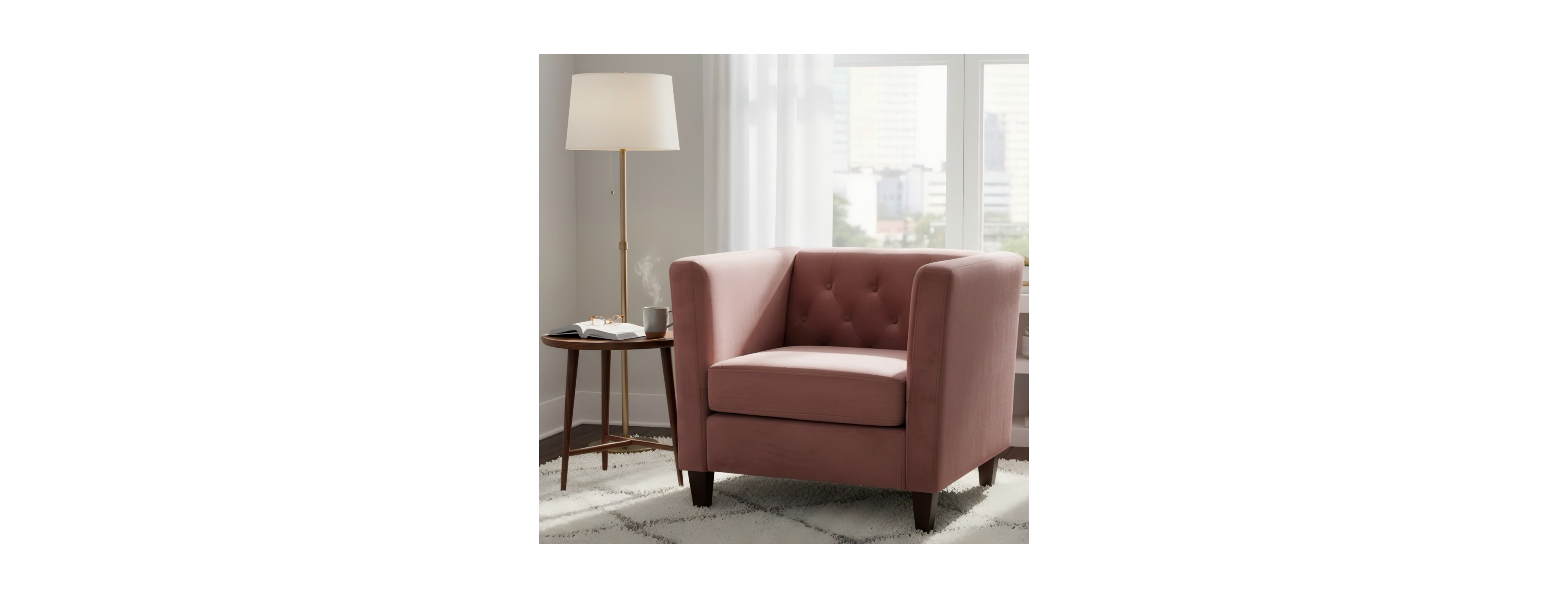Streamdale Furniture Modern Velvet Tufted Accent Chair with Wood Legs