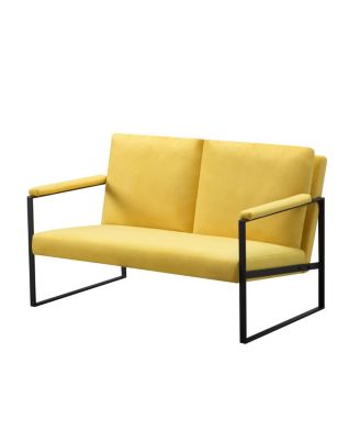 Velvet 2-Seater Loveseat Sofa with Padded Armrests