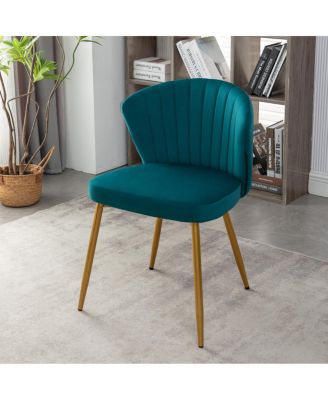 Modern Velvet Channel Tufted Armless Accent Chair with Gold Legs